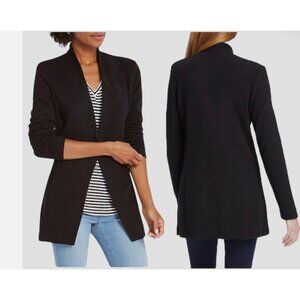 Nic + Zoe Blazer Size XS Longer Lined Black Rayon Blend w/ Pockets Single Button